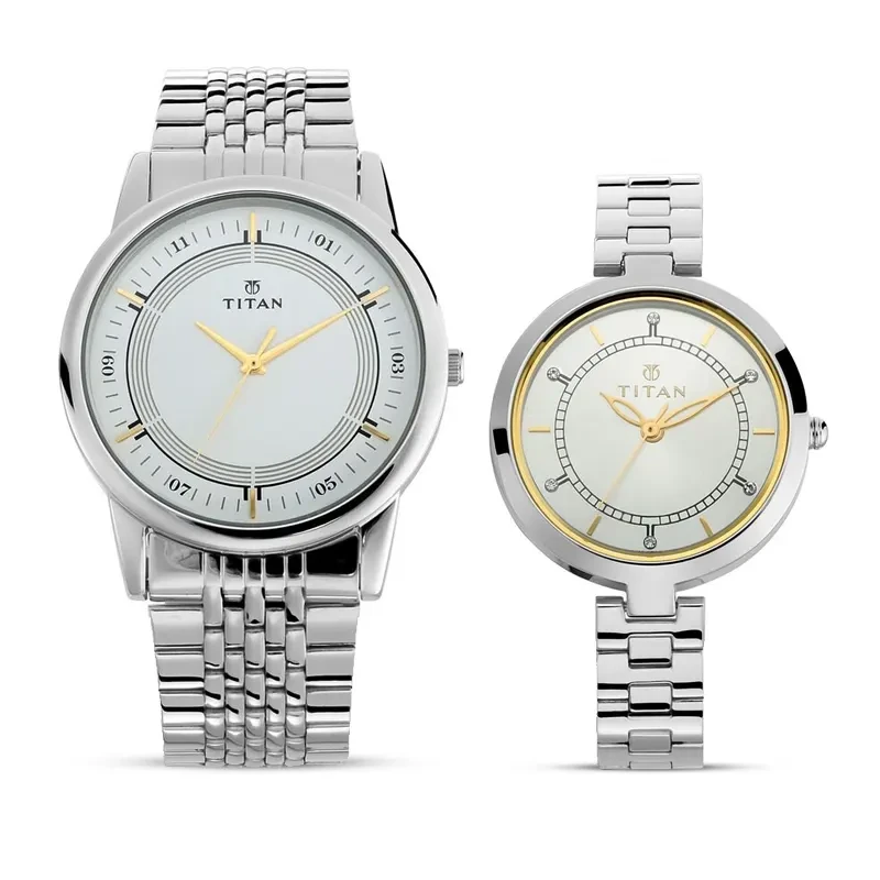 Titan Bandhan Silver Dial Couple Watch | 17732603SM01
